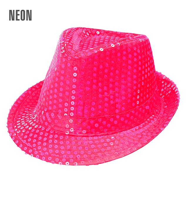 Pălărie Fedora Paiete Roz