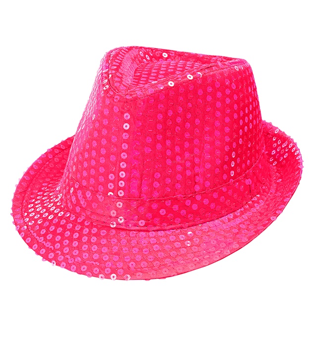 Pălărie Fedora Paiete Roz
