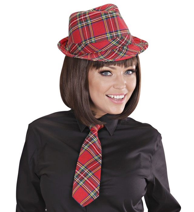 Palarie Fedora Tartan