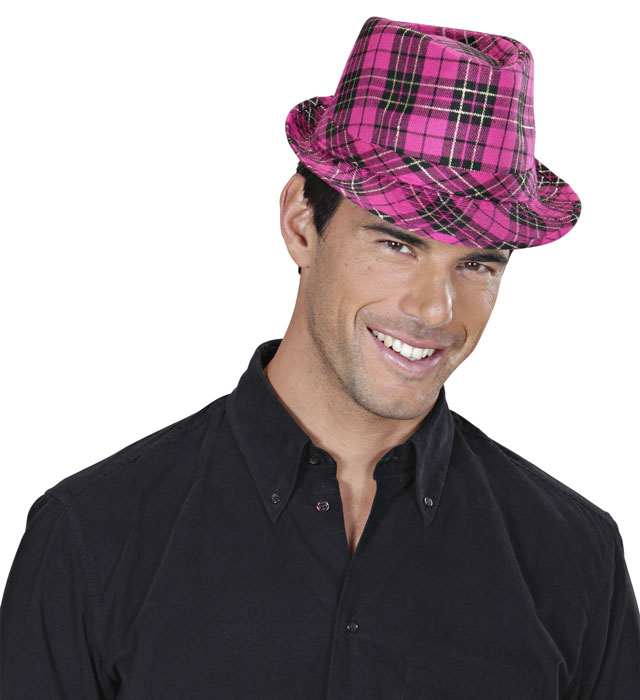 Pălărie Fedora Carouri Roz