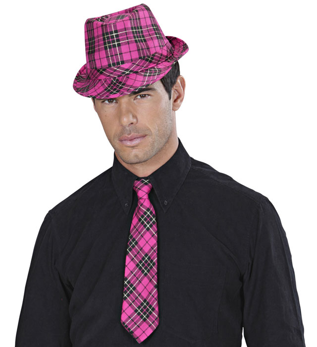 Pălărie Fedora Carouri Roz