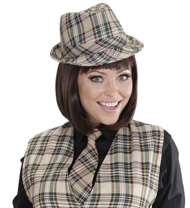 Pălărie Fedora Carouri Bej