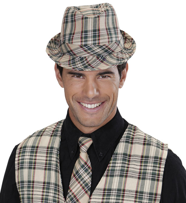 Pălărie Fedora Carouri Bej