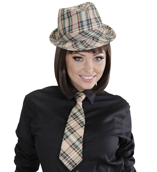 Pălărie Fedora Carouri Bej