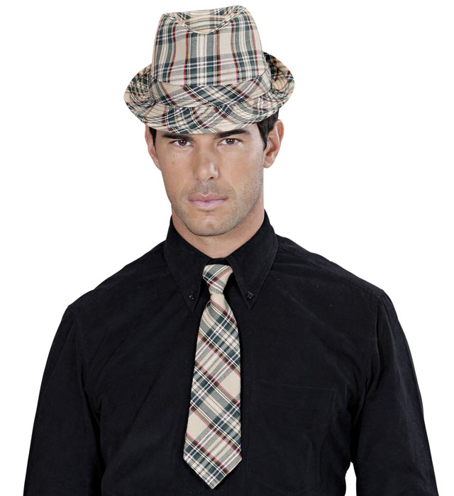 Pălărie Fedora Carouri Bej