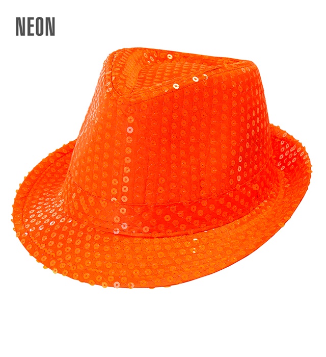 Pălărie Fedora Paiete Portocalie