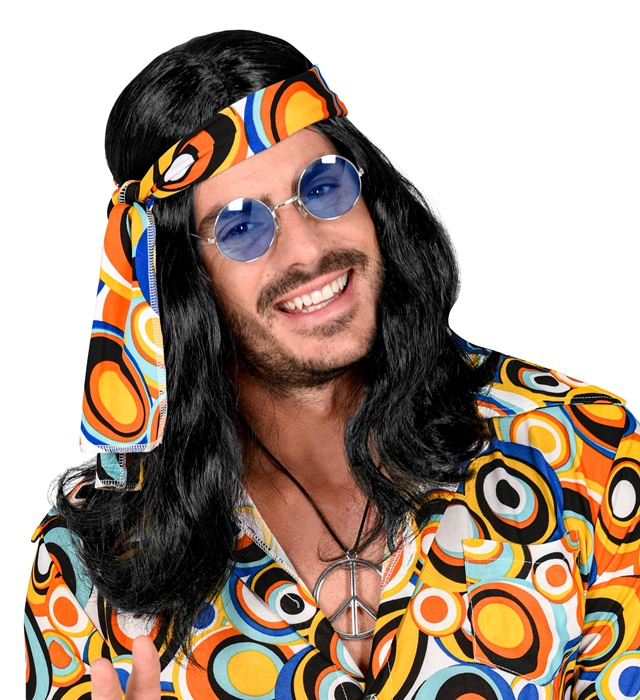 Peruca Bruneta Anii 70 cu Bandana