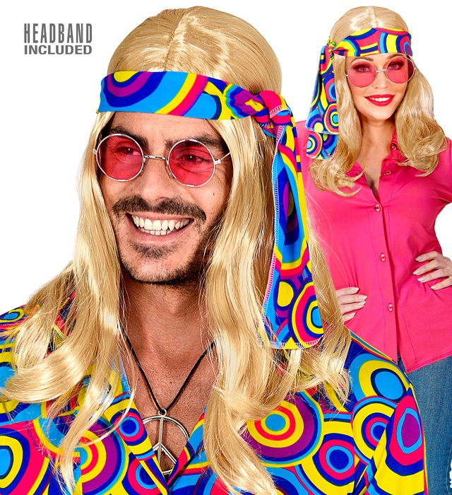 Peruca Blonda Anii 70 cu Bandana
