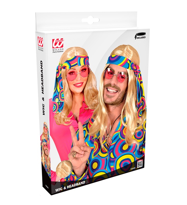 Peruca Blonda Anii 70 cu Bandana