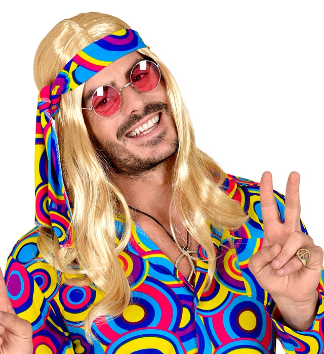 Peruca Blonda Anii 70 cu Bandana