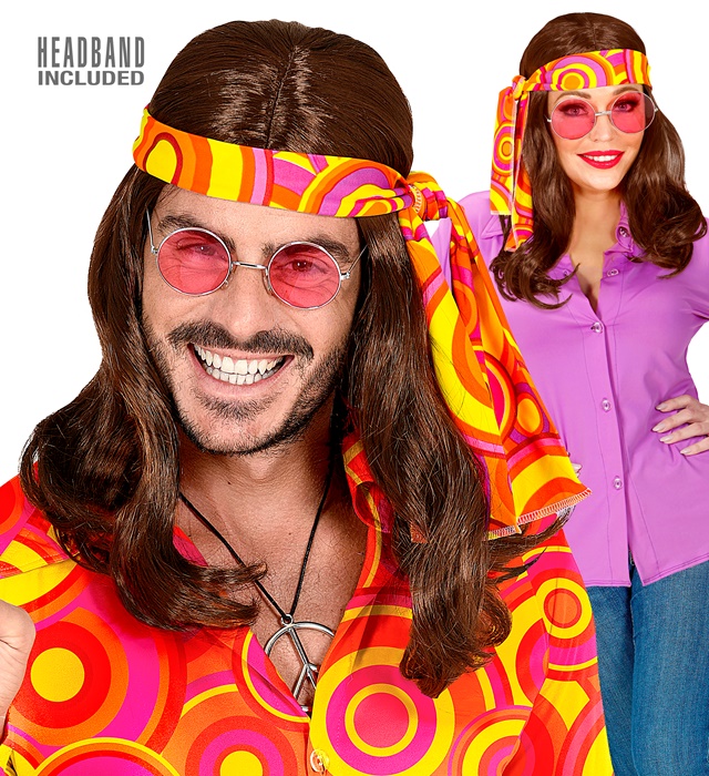Peruca Satena Anii 70 cu Bandana