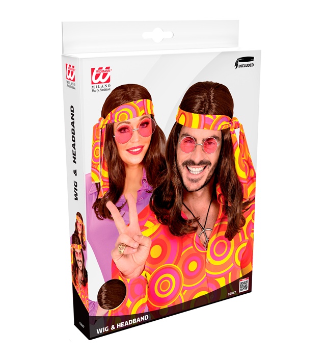 Peruca Satena Anii 70 cu Bandana
