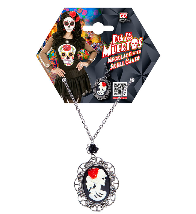 Colier Schelet Cameo Dia De Los Muertos