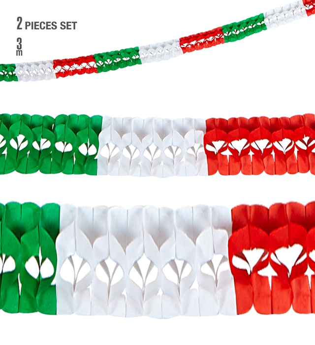 Set de 2 ghirlande cu steagul Italiei, 3 m