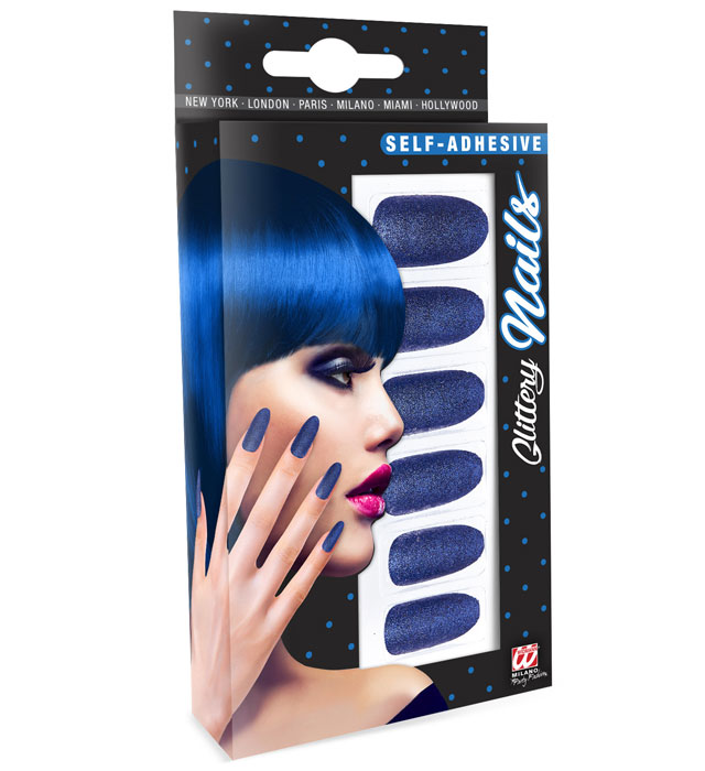 Unghii False Glitter Albastre