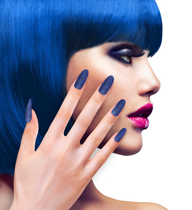 Unghii False Glitter Albastre