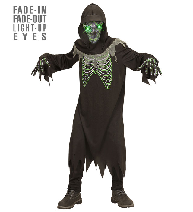 Costum Schelet Ochi Luminosi Halloween