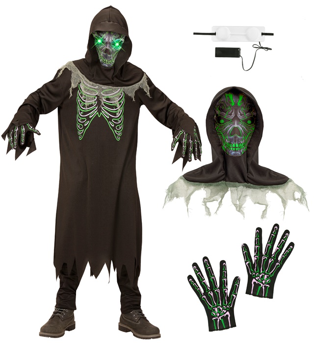 Costum Schelet Ochi Luminosi Halloween