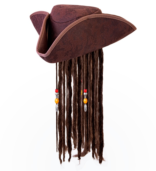 Palarie Tricorn Pirat Cu Dreaduri