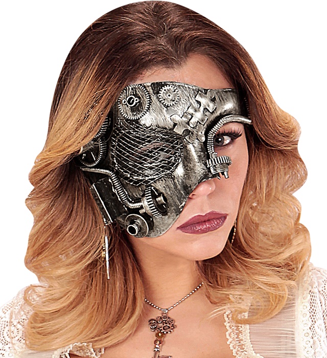Mască 1/2 Fată Stempunk Silver