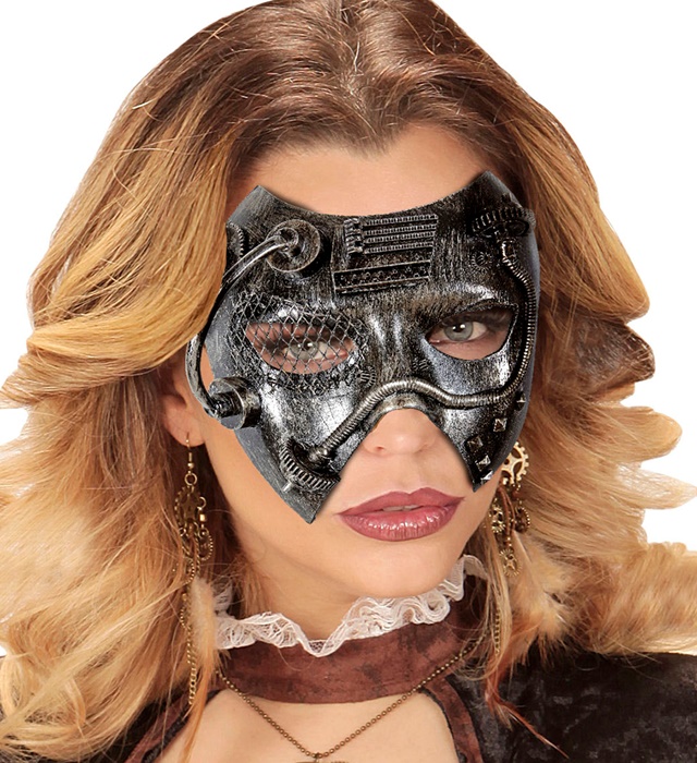 Mască Steampunk Argintie