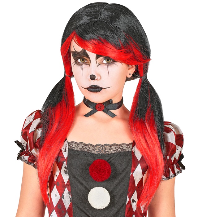Peruca Clown Roșu Si Negru