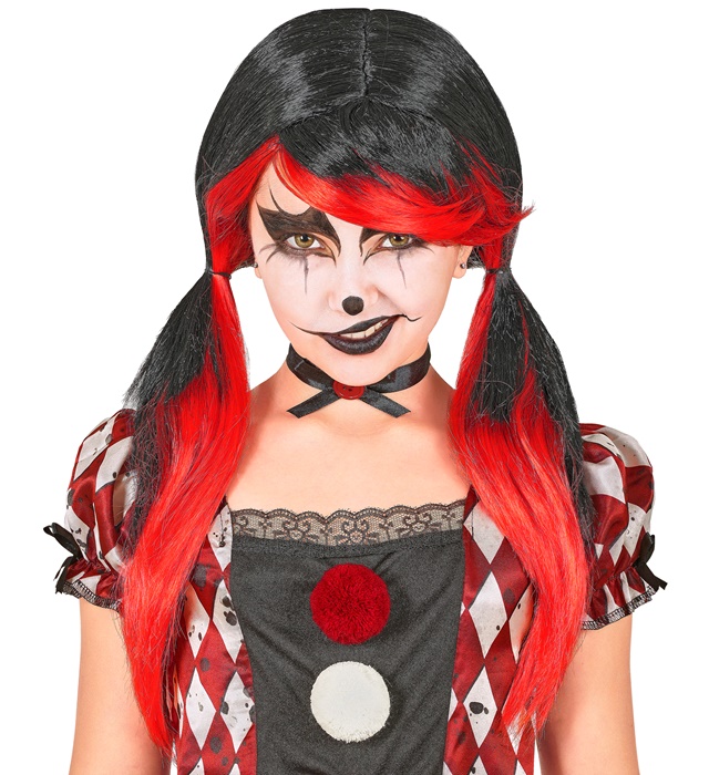 Peruca Clown Roșu Si Negru