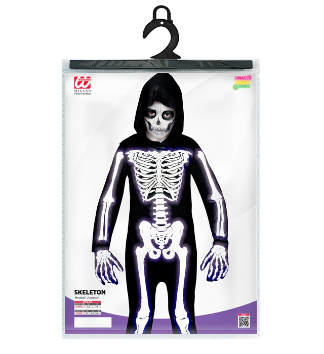 Costum Schelet Alb UV Copii