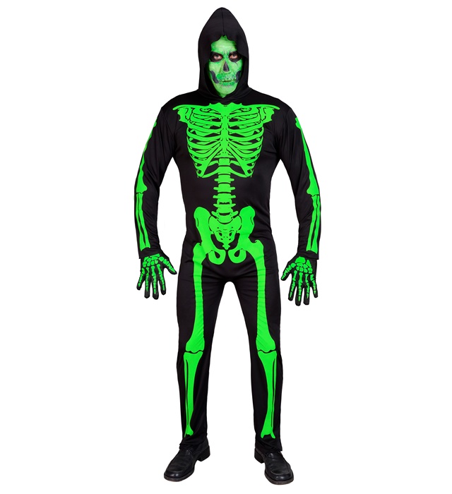 Costum Schelet Verde UV Adult