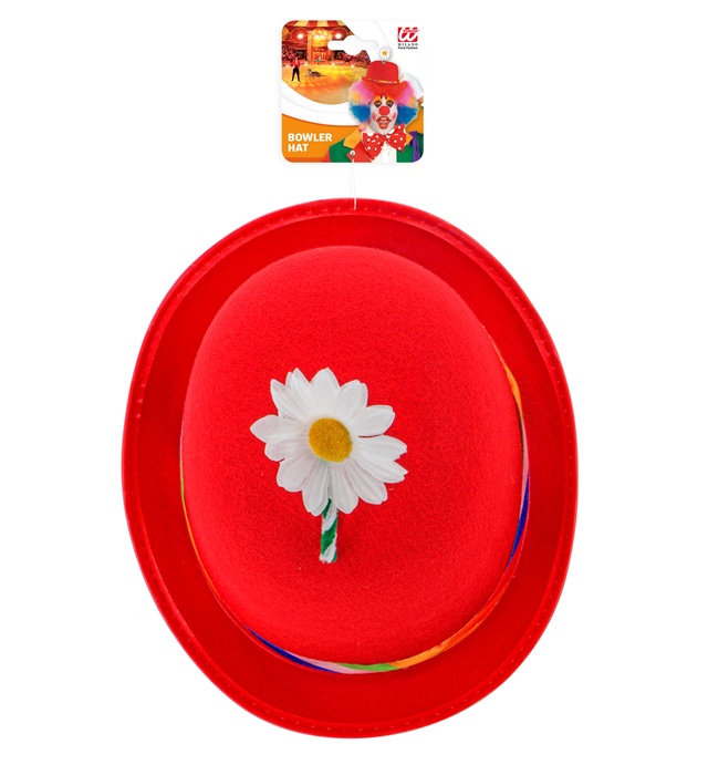 Pălărie Melon Roșie Cu Floare