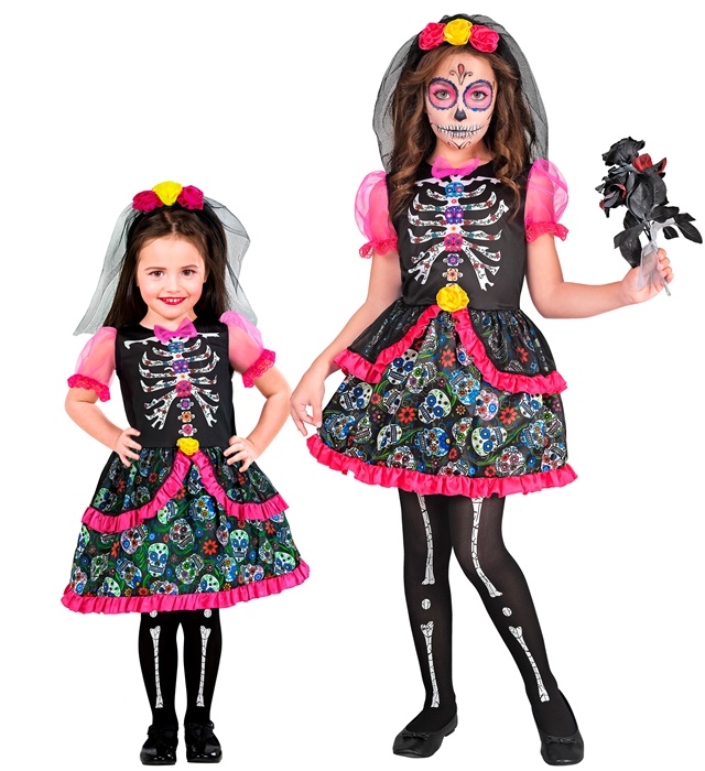 Costum Dia De Los Muertos Fetite Multicolor