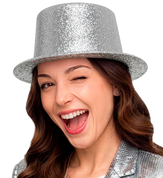 Palarie Glitter Argintie