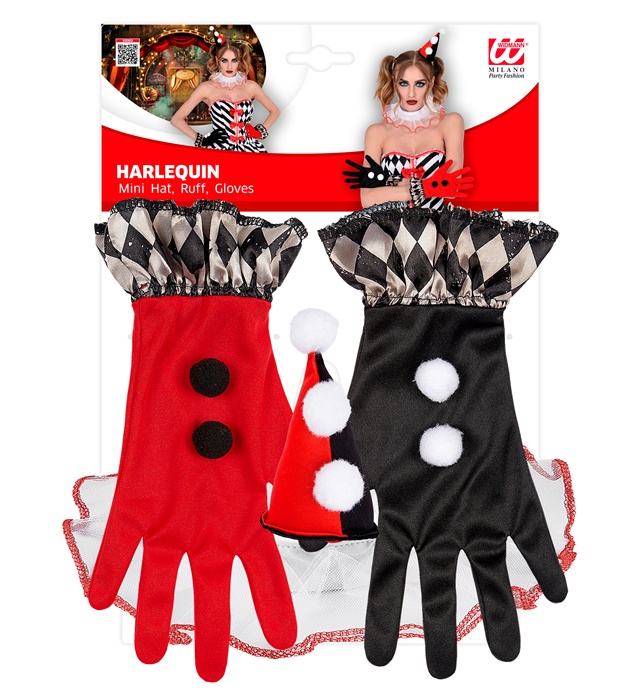 Set Harlequin Alb Negru Rosu