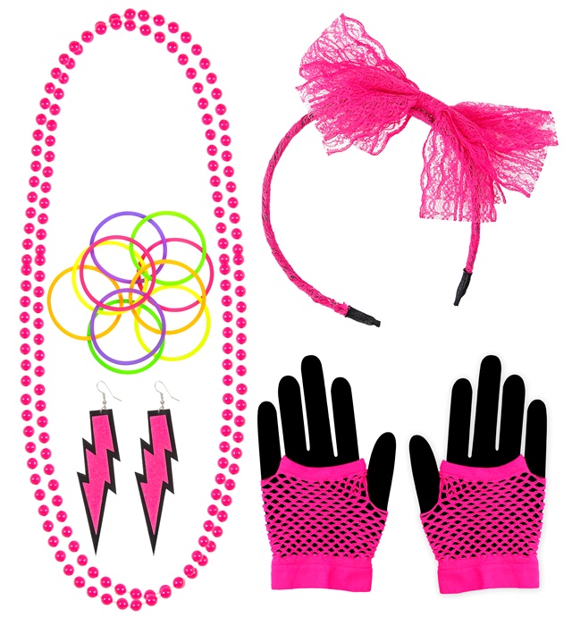 Set Accesorii Anii 80 Roz