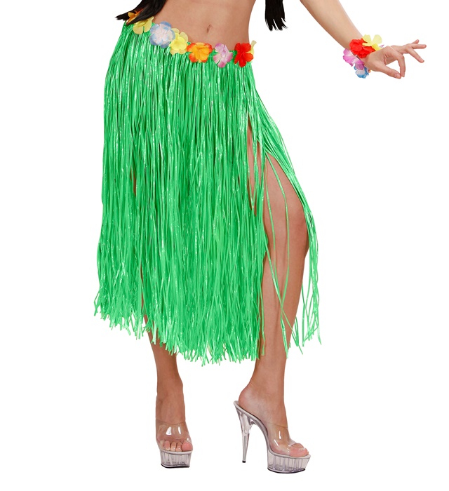Fusta Hawaii Lunga Flori Verde