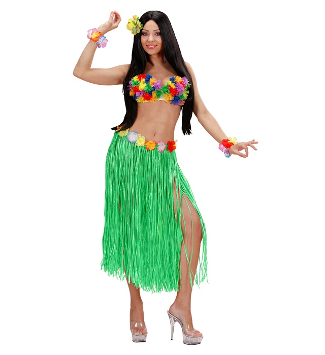 Fusta Hawaii Lunga Flori Verde