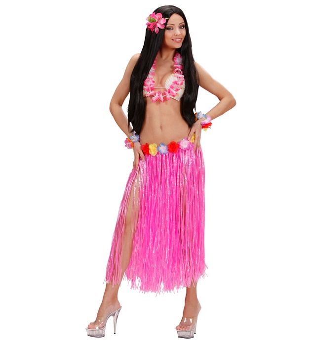 Fusta Hawaii Lunga Flori Roz