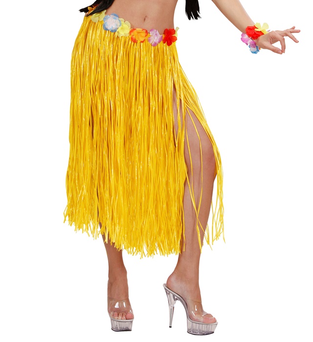 Fusta Hawaii Lunga Flori Galbena