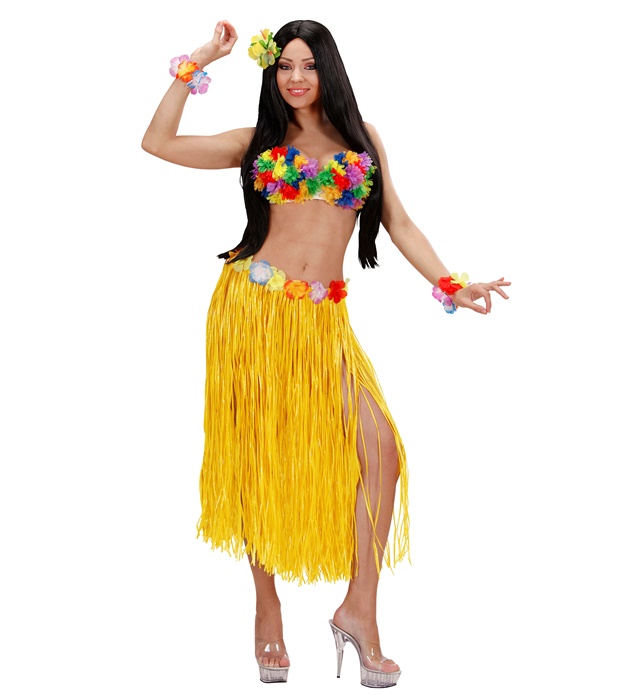 Fusta Hawaii Lunga Flori Galbena