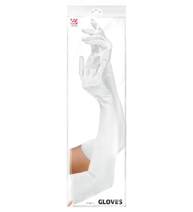 Mănuși Lycra Satinat Albe 60 Cm
