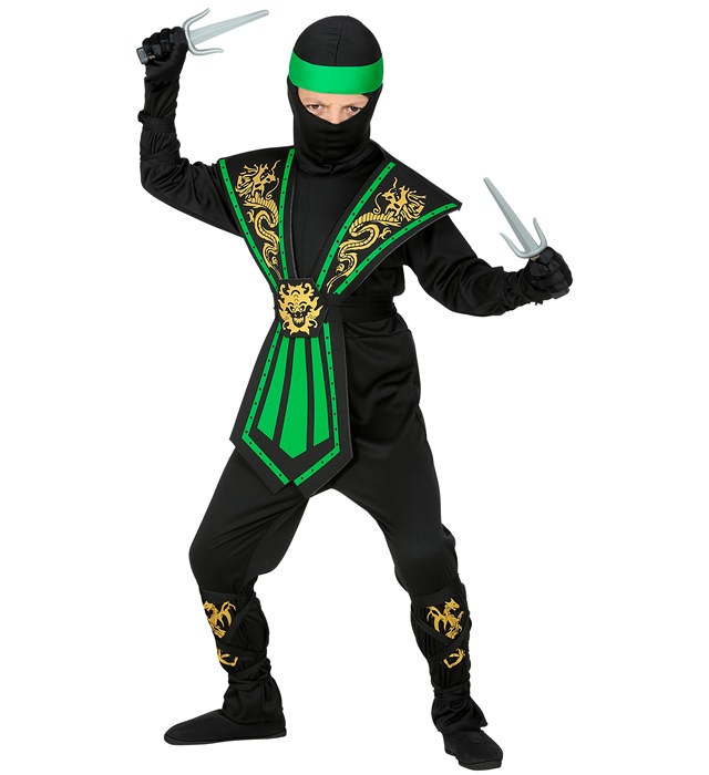 Costum Ninja Copii Kombat Verde