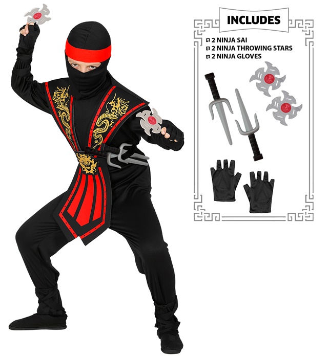 Costum Ninja Copii Kombat Rosu