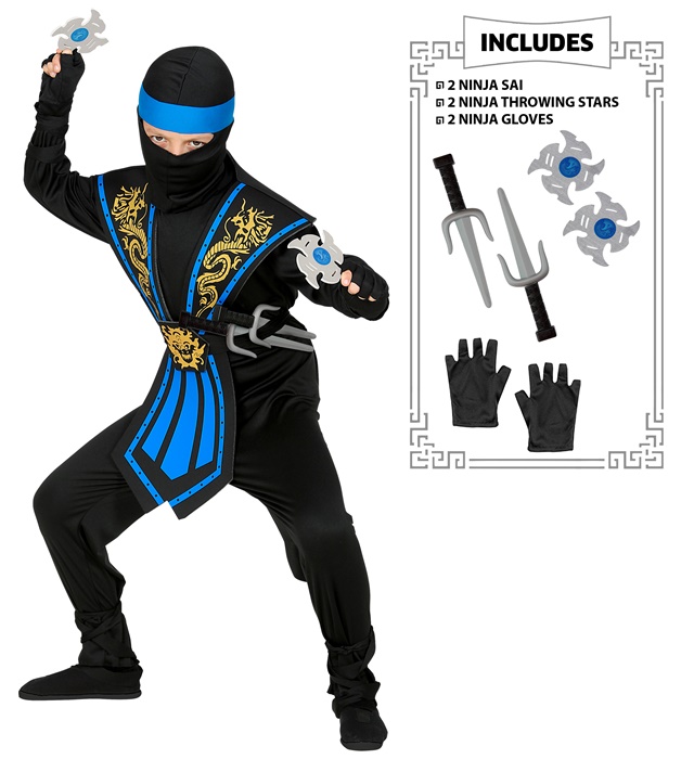 Costum Ninja Copii Kombat Albastru