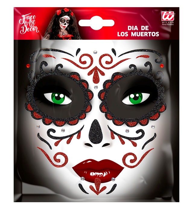 Machiaj Adeziv Dia De Los Muertos Rosu
