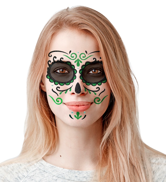 Machiaj Adeziv Dia De Los Muertos Verde