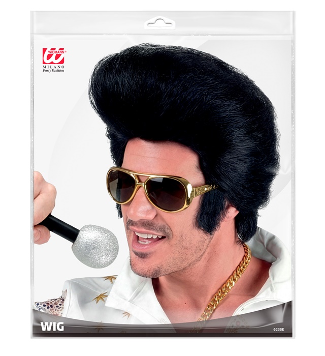 Peruca Elvis Neagra Scurta