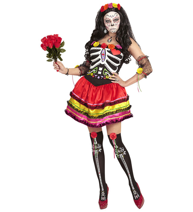 Costum Dia De Los Muertos Dama Multicolor
