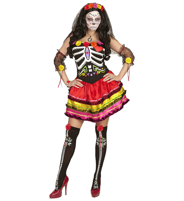 Costum Dia De Los Muertos Dama Multicolor