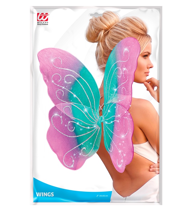 Aripi Fluture Roz-Azur Glitter