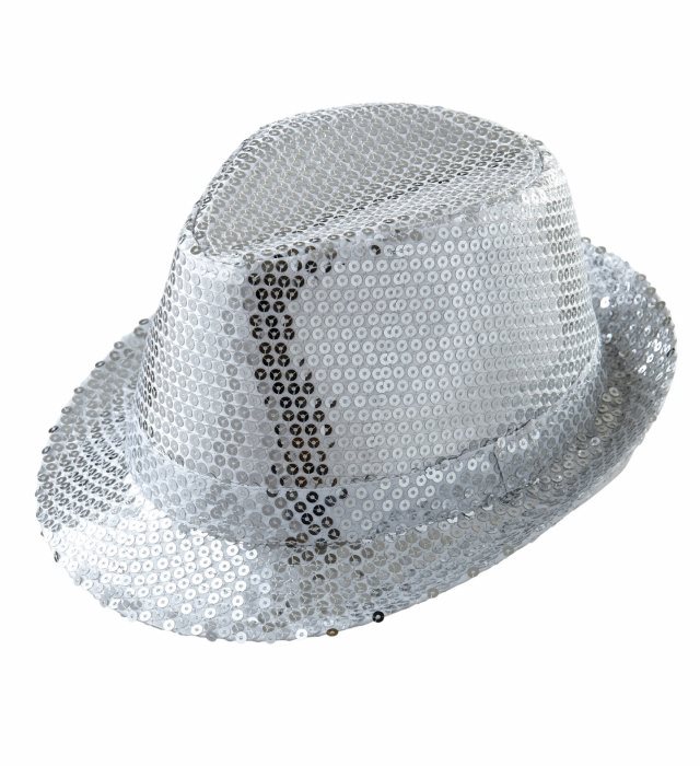 Palarie Fedora Paiete Argintii